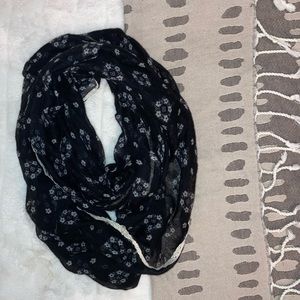 Black scarf with white flowers great condition
